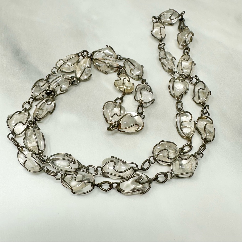 70s Vintage Wire Wrapped Caged Quartz Necklace - Picture 4 of 6